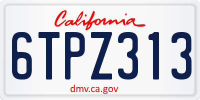 CA license plate 6TPZ313