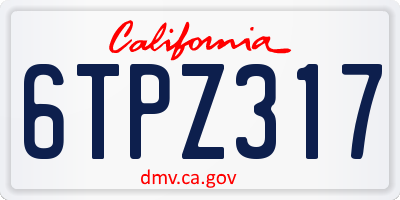 CA license plate 6TPZ317