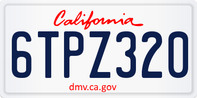 CA license plate 6TPZ320