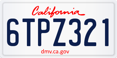 CA license plate 6TPZ321