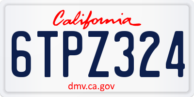 CA license plate 6TPZ324