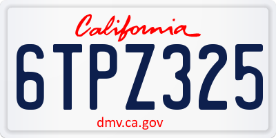 CA license plate 6TPZ325