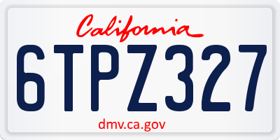 CA license plate 6TPZ327