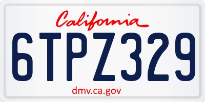 CA license plate 6TPZ329