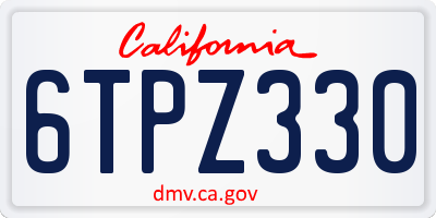 CA license plate 6TPZ330