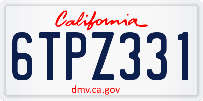 CA license plate 6TPZ331