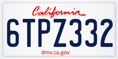 CA license plate 6TPZ332