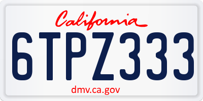 CA license plate 6TPZ333