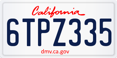 CA license plate 6TPZ335