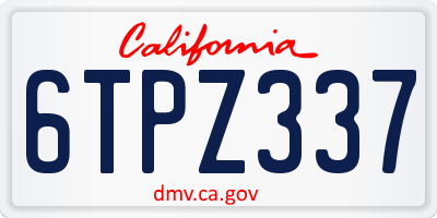 CA license plate 6TPZ337