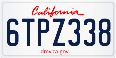 CA license plate 6TPZ338