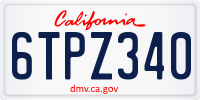 CA license plate 6TPZ340