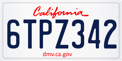 CA license plate 6TPZ342