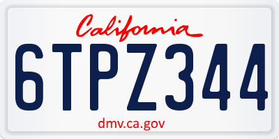 CA license plate 6TPZ344