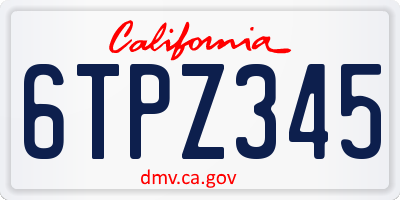 CA license plate 6TPZ345