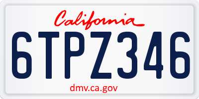 CA license plate 6TPZ346