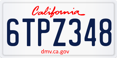 CA license plate 6TPZ348