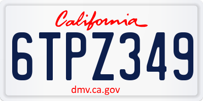 CA license plate 6TPZ349