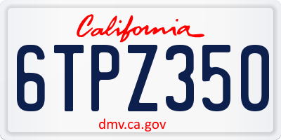 CA license plate 6TPZ350