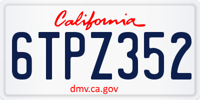 CA license plate 6TPZ352