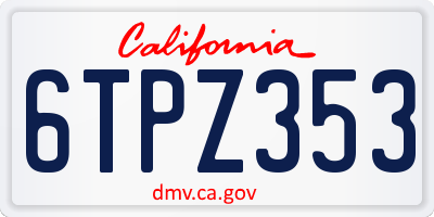 CA license plate 6TPZ353