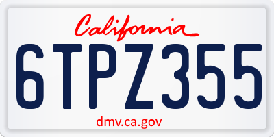 CA license plate 6TPZ355