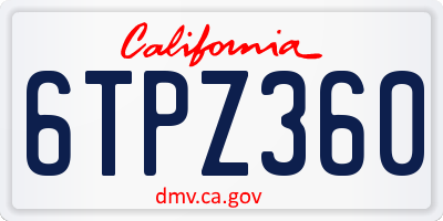 CA license plate 6TPZ360