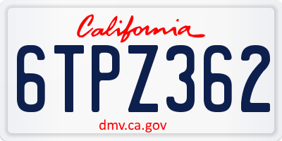 CA license plate 6TPZ362