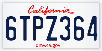 CA license plate 6TPZ364