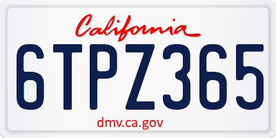 CA license plate 6TPZ365