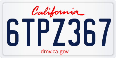 CA license plate 6TPZ367