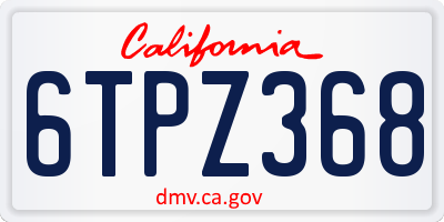 CA license plate 6TPZ368