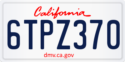 CA license plate 6TPZ370