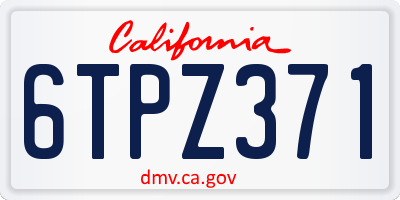 CA license plate 6TPZ371