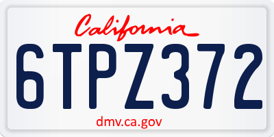 CA license plate 6TPZ372