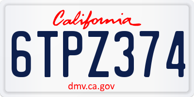 CA license plate 6TPZ374