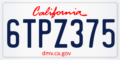 CA license plate 6TPZ375