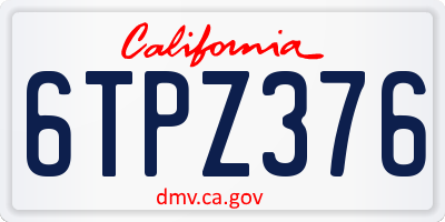 CA license plate 6TPZ376