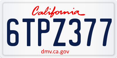 CA license plate 6TPZ377