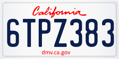 CA license plate 6TPZ383