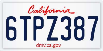 CA license plate 6TPZ387