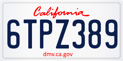 CA license plate 6TPZ389