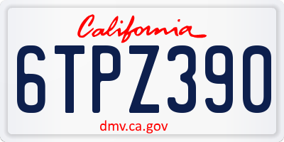 CA license plate 6TPZ390