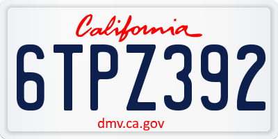 CA license plate 6TPZ392