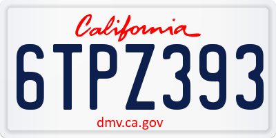 CA license plate 6TPZ393