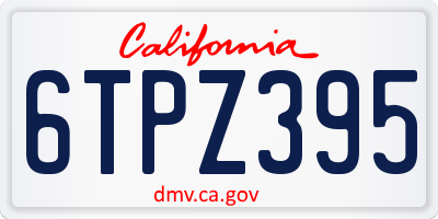 CA license plate 6TPZ395