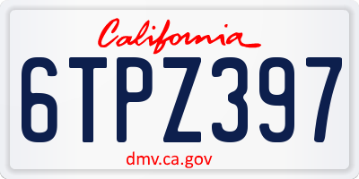 CA license plate 6TPZ397