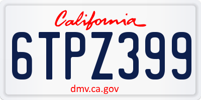 CA license plate 6TPZ399
