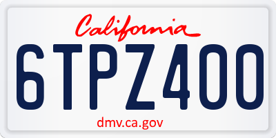 CA license plate 6TPZ400