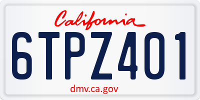 CA license plate 6TPZ401